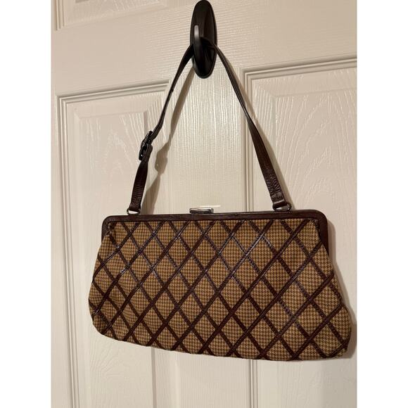 Nicole Miller Collection Vintage Brown Woven Diamond Pattern Envelope Clutch EUC - Picture 3 of 8